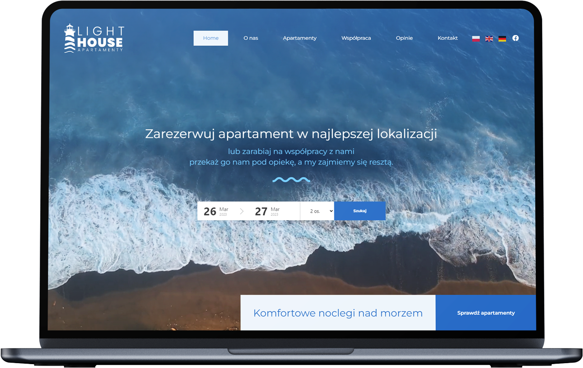 strona internetowa apartamentów nad morzem